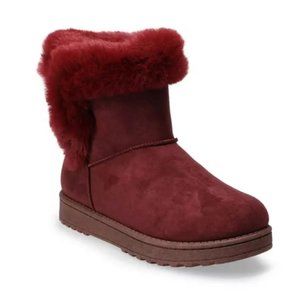 Brand New SO® Paulina Women's Faux-Fur Winter Boots US 9 Wine